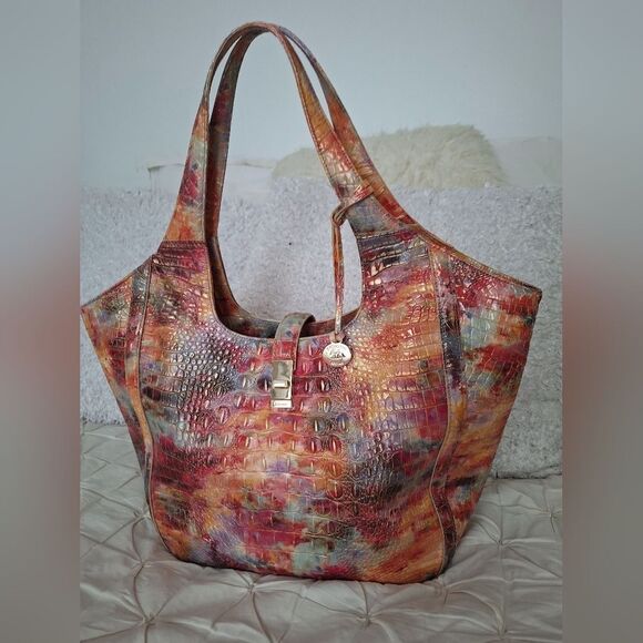 Brahmin large bag purse pink gold tones, shimmer - Picture 2 of 10